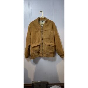 George Men's 2XL Corduroy Sherpa Lined Jacket Brown Zip Up Warm Work Coat